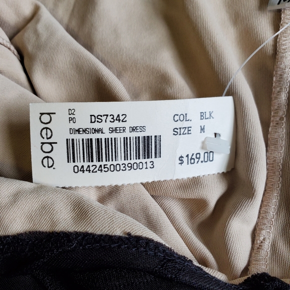 Deadstock Vintage Bebe Moda Long Dimensional Sheer Bodycon Dress Size M - Picture 11 of 13